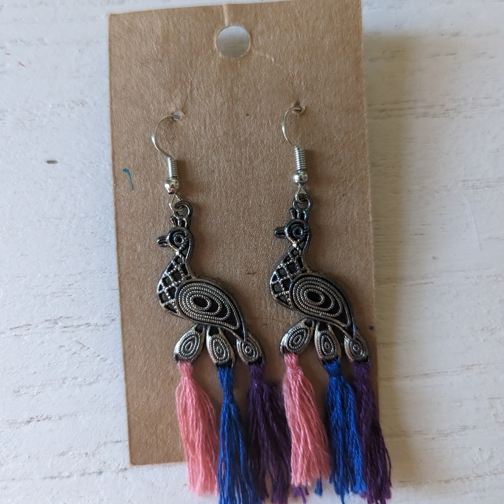 Peacock dangling earrings